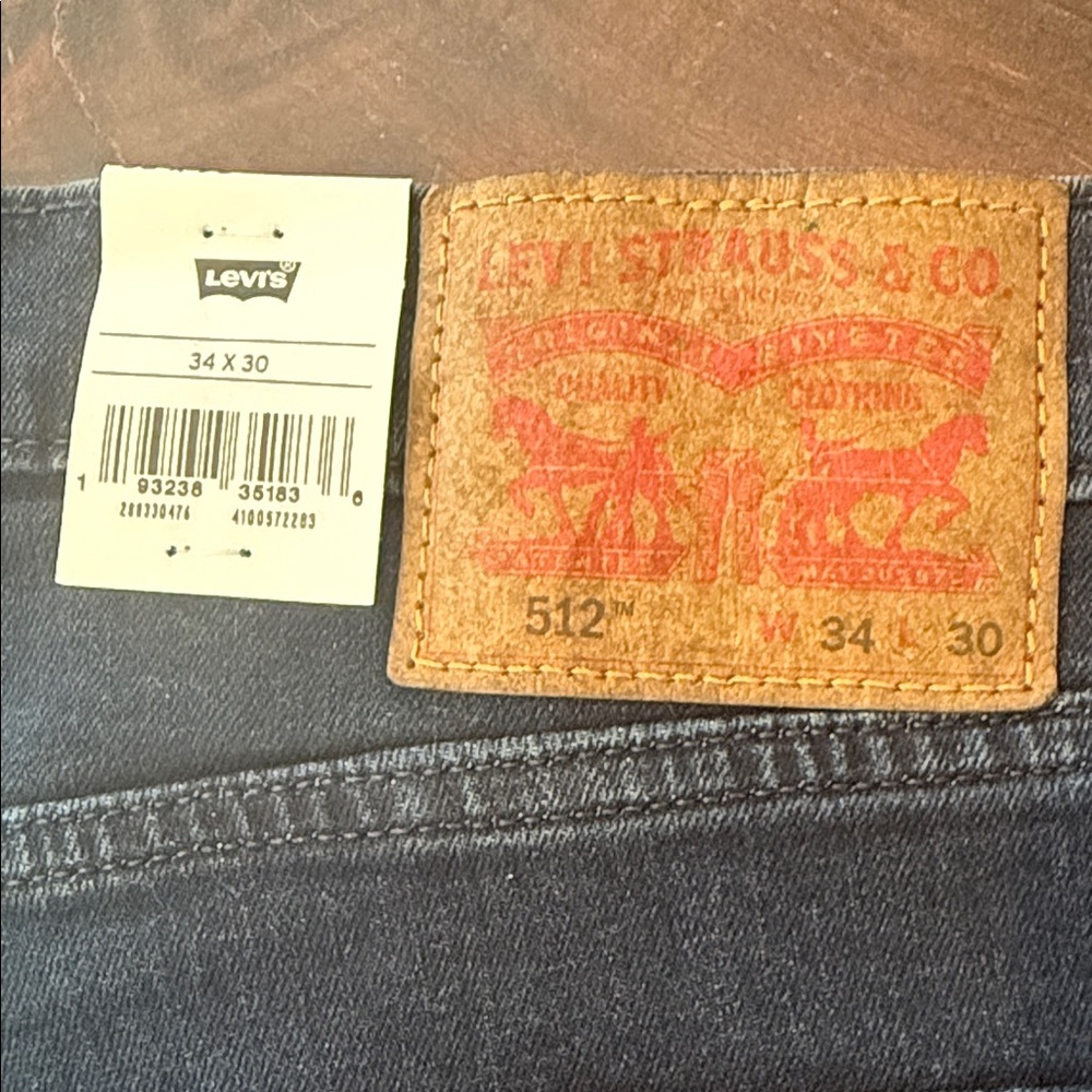 Levi's 512 Slim Taper Dark Indigo Denim Jeans Size 34 X 30